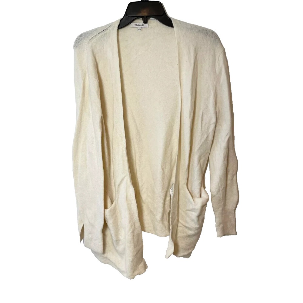 Madewell Cozy Walker‎ Cardigan Sweater Womens S White Merino Wool Open M4226